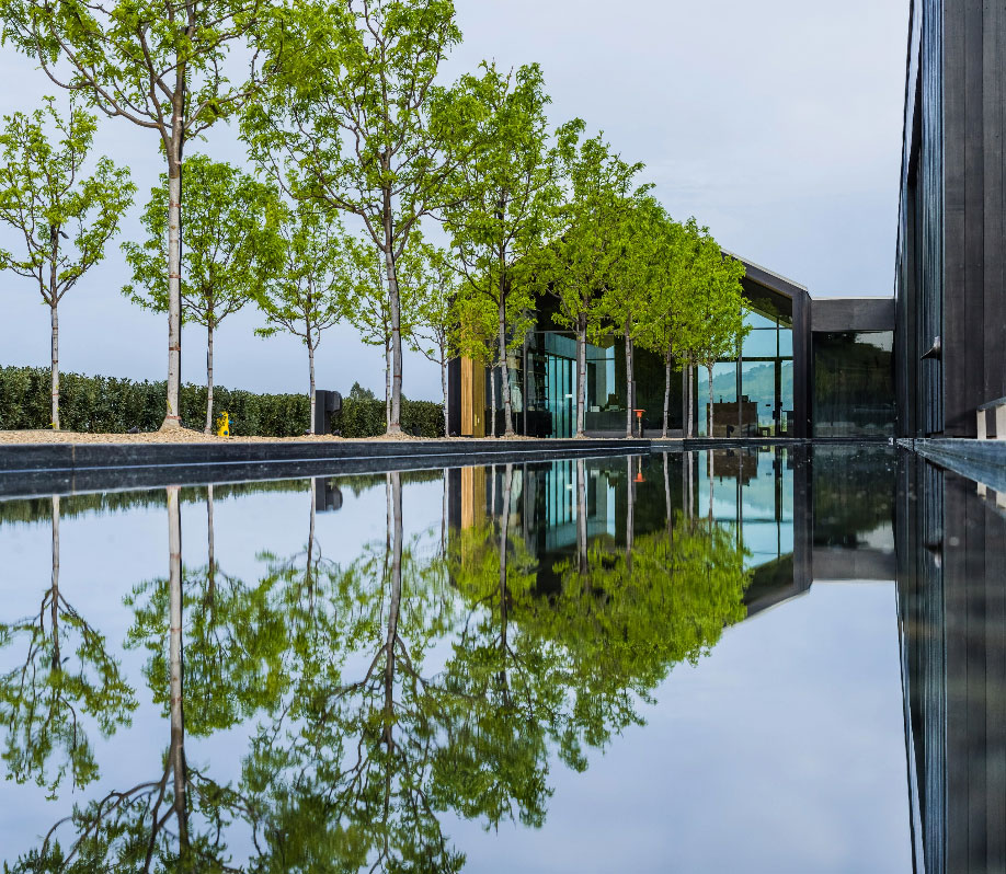 Silver Oak Winery exterior reflective pool