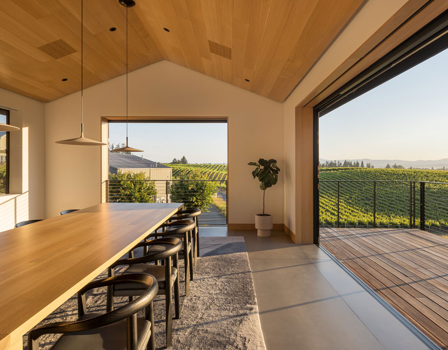 Paul Hobbs Winery meeting room with vineyards