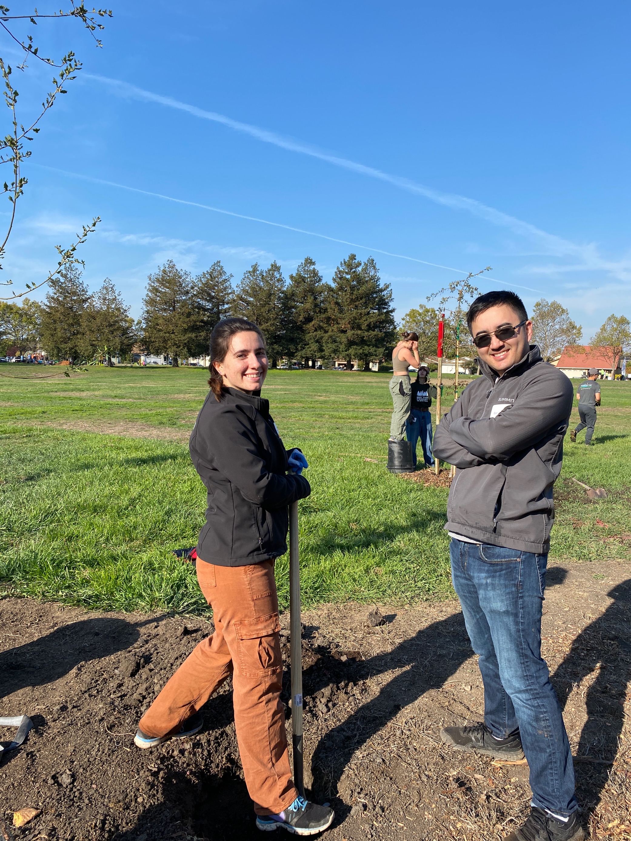 Callie Charleton and Ben Griesser at tree planting event
