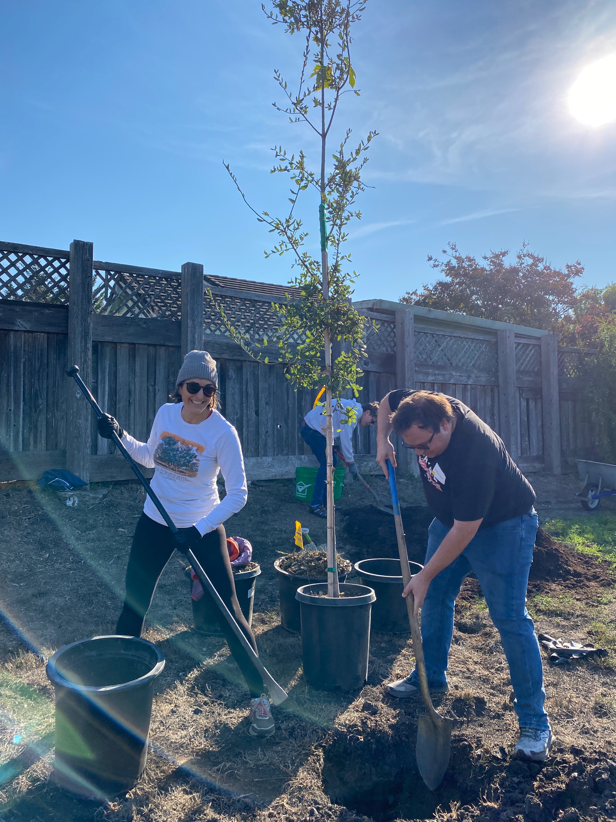 Rebecca Neuren and Geoff Ayton at tree planting event